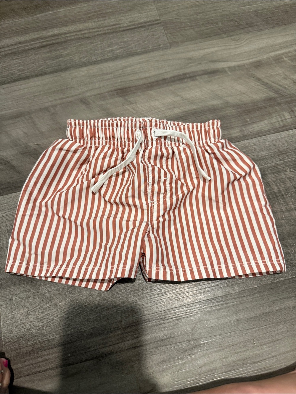 H&M Red and White Striped Drawstring Shorts